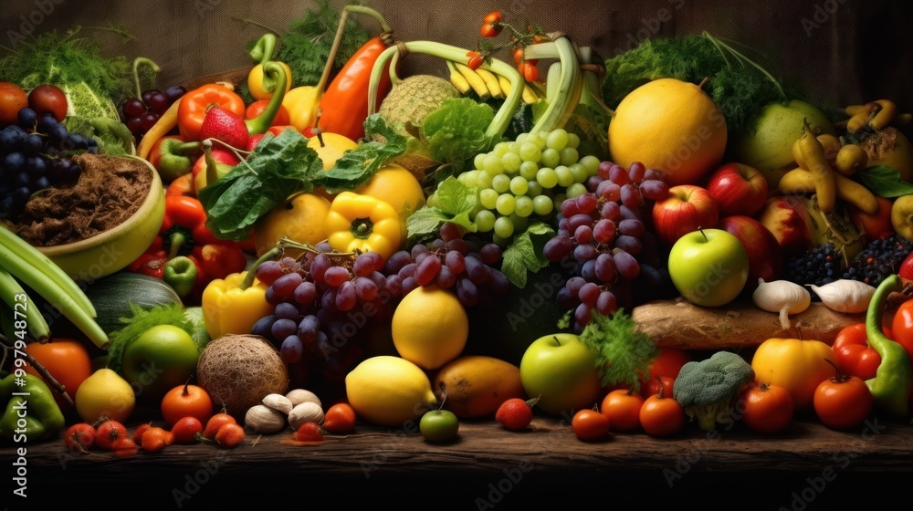 Abundant Harvest: A Still Life of Fruits and Vegetables Abundant Harvest: A Still Life of Fruits and Vegetables