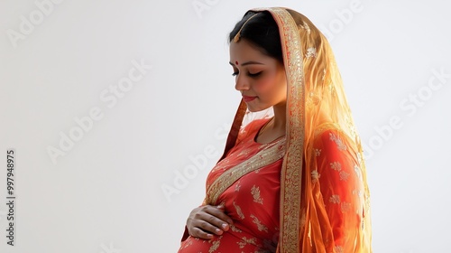 Pregnant woman in white background