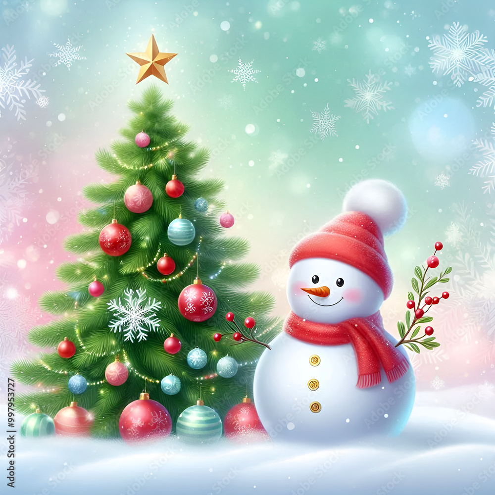 Festive Christmas Background with Tree, Red Baubles, and Twinkling Lights Festive Christmas Background with Tree, Red Baubles, and Twinkling Lights