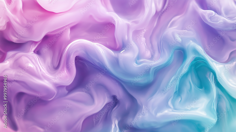 Fototapeta premium Pastelowe odcienie fioletu i turkusu splatają się w wirującą ciecz. 