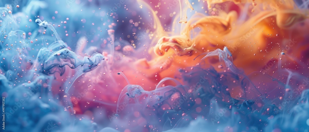 Vivid Explosion of Colorful Fluid in Abstract Design