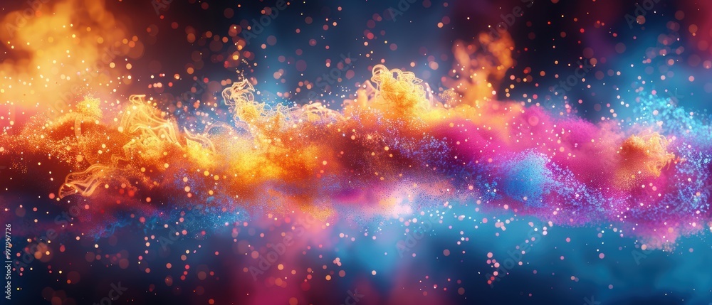 Naklejka premium Colorful Explosion of Light and Particles in