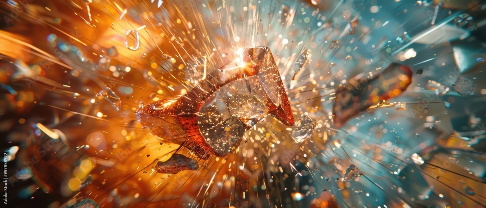 Captivating Explosion of Glass Shards in Captivating Explosion of Glass Shards in
