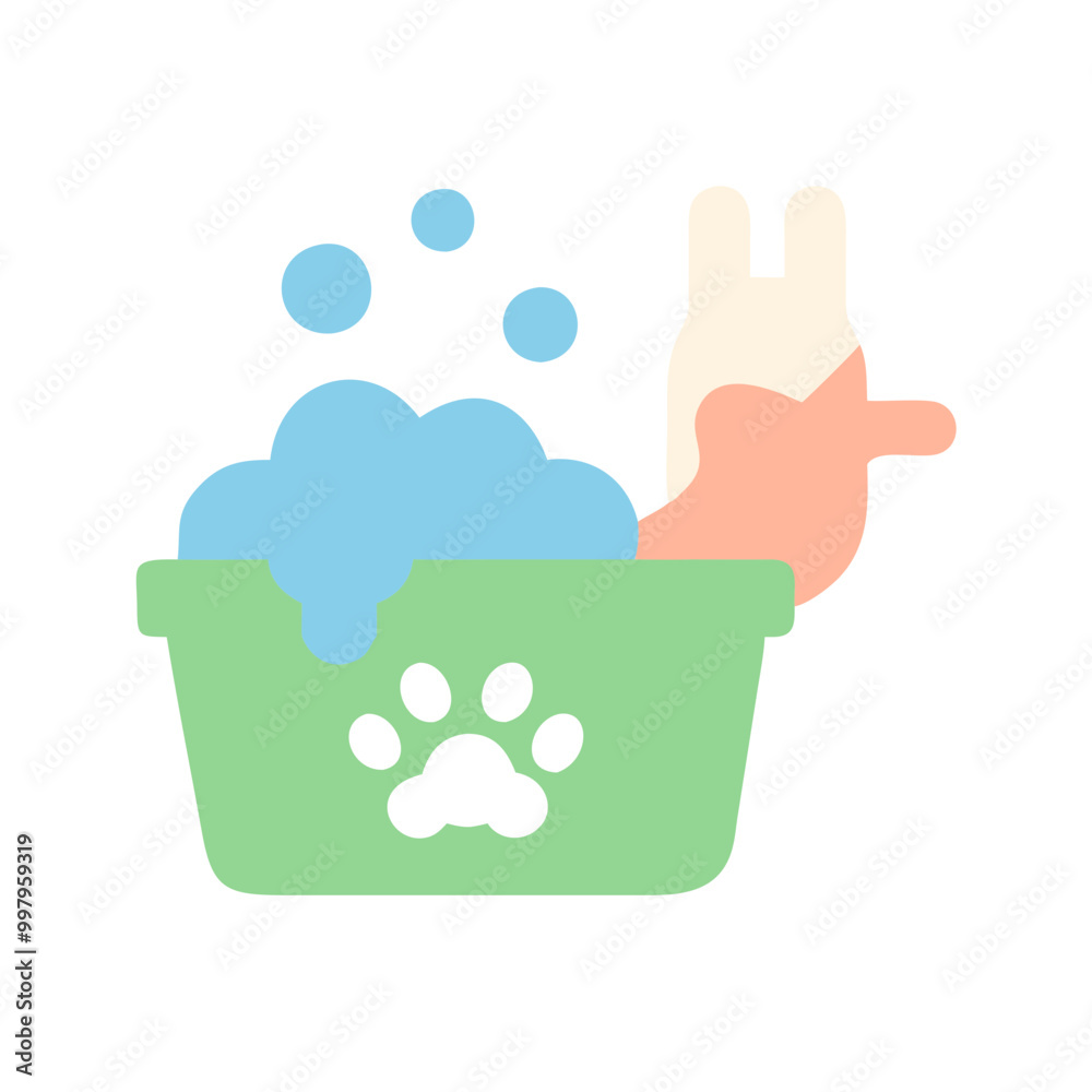 Minimalist Icon of Cleaning Up After Pets in Pastel Green, Blue, and Peach Tones Minimalist Icon of Cleaning Up After Pets in Pastel Green, Blue, and Peach Tones