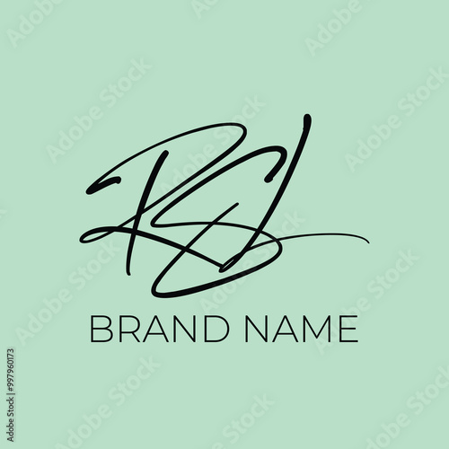 RSL signature/script logo design vector photo