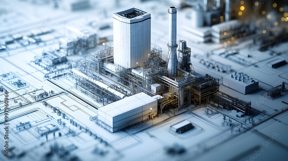 Industrial blue pictures of a modern power plant with advanced design Industrial blue pictures of a modern power plant with advanced design