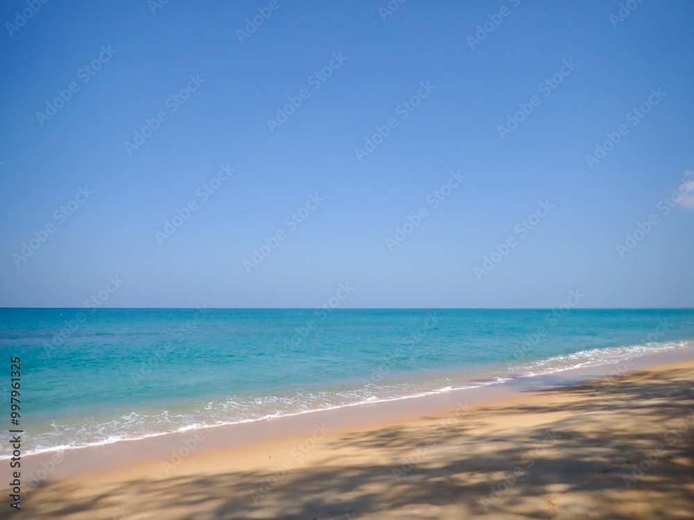 mountain sea sky It was a wonderful vacation.  beautiful sea in Thailand. top view beach with cloud and blue sky. Phuket, Thailand