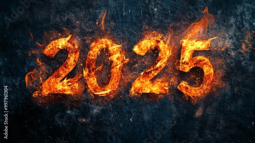 "2025" word made from a fire 