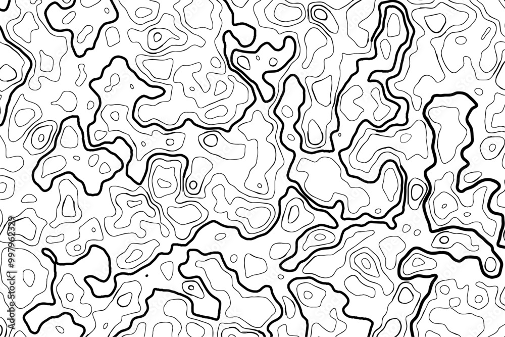 Topographic map pattern with thin and thick black lines Topographic map pattern with thin and thick black lines