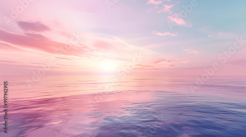 Pink Sunset Over Calm Ocean Water