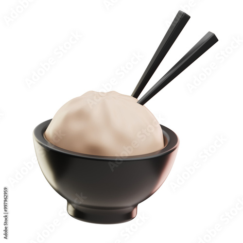 Rice Bowl Asian Food illustration 3D 