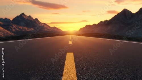 A lonely highway disappearing into the misty mountains, ultracrisp details, early morning fog lifting, subtle lens flare from sunrise, 8K realism photo