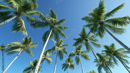 Wallpaper Mural Tall Palm Trees Swaying Gently in the Tropical Ocean Breeze Torontodigital.ca