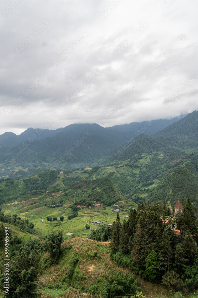 Fototapeta premium Portrait of beautiful view near Sapa, Vietnam