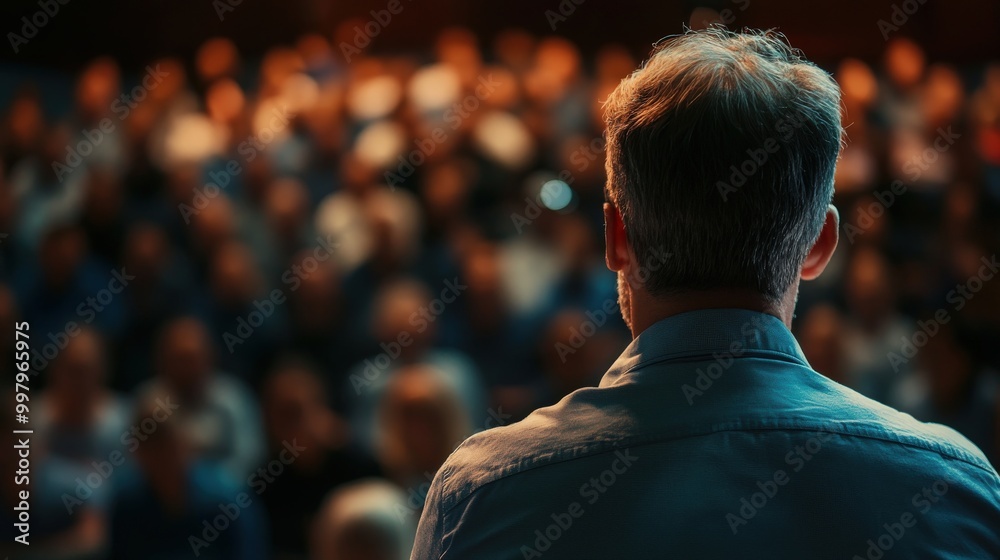 A close-up of a leadership seminar, with a speaker discussing effective leadership strategies to an engaged audience A close-up of a leadership seminar, with a speaker discussing effective leadership strategies to an engaged audience