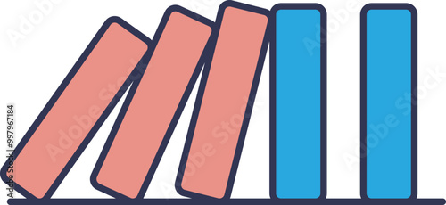 Illustration of domino effect prevention with falling red blocks stopped by standing blue blocks, symbolizing intervention and stability.