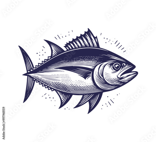 bluefin tuna hand drawn vector illustration