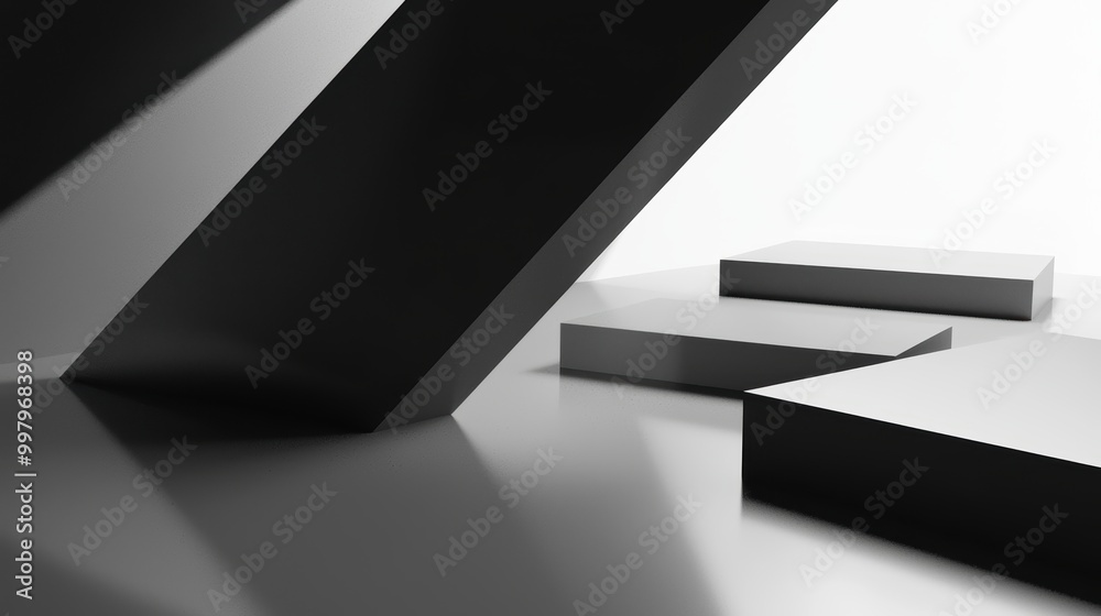 Abstract Geometric Platform with Sharp Edges and Light Abstract Geometric Platform with Sharp Edges and Light