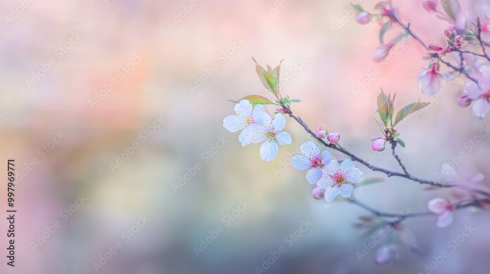 Fototapeta premium Cherry Blossom Branch in Soft Focus Detail
