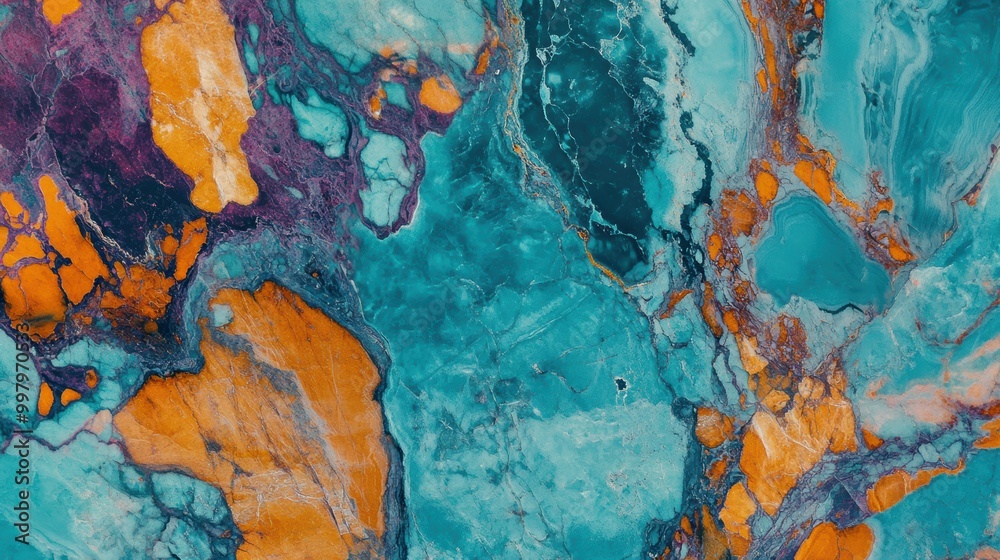 Vibrant Turquoise and Orange Marble Textures Vibrant Turquoise and Orange Marble Textures