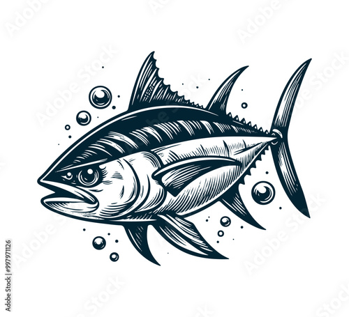 bluefin tuna hand drawn vector illustration