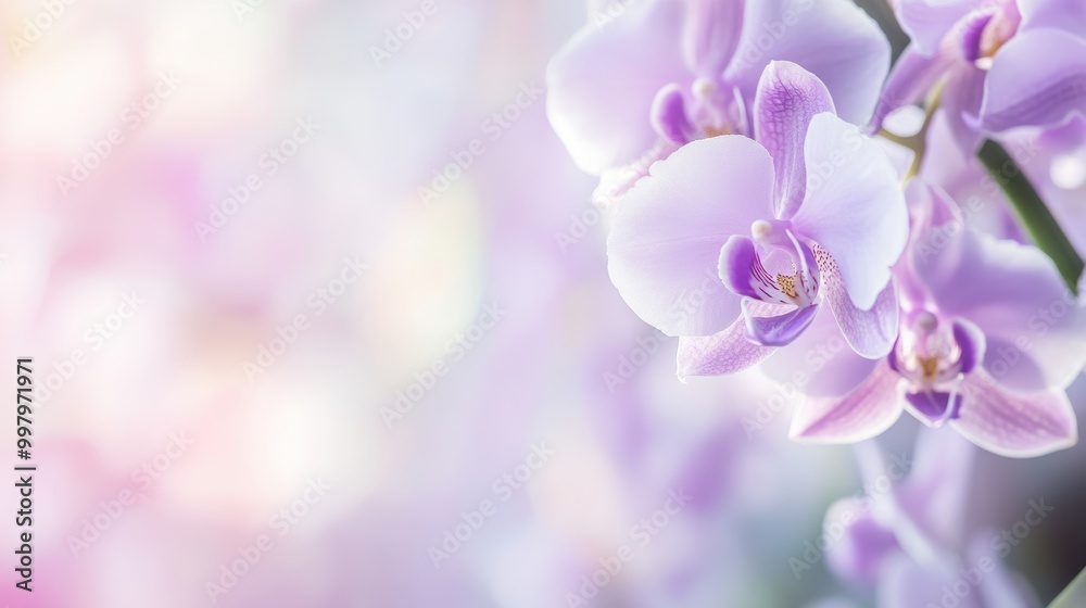 Elegant Orchid with Soft Purple Hues in Blurred Background Elegant Orchid with Soft Purple Hues in Blurred Background