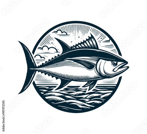 bluefin tuna hand drawn vector illustration