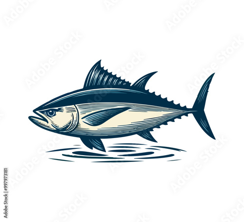 bluefin tuna hand drawn vector illustration