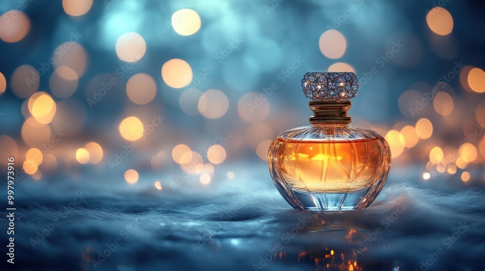 Elegant Perfume Bottle with Sparkling Background Elegant Perfume Bottle with Sparkling Background