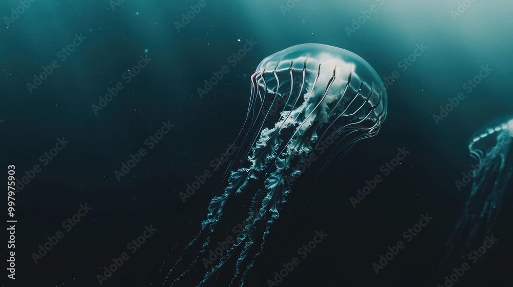 Ethereal Jellyfish Pulsating in Ocean Depths Ethereal Jellyfish Pulsating in Ocean Depths