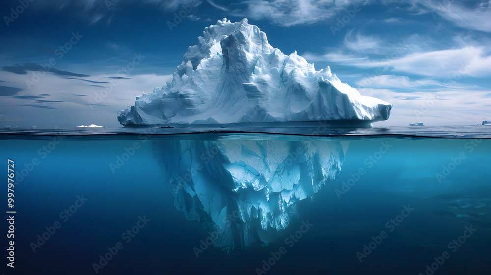 A huge iceberg or glacier in Arctic or Antarctic waters. AI generated art A huge iceberg or glacier in Arctic or Antarctic waters. AI generated art