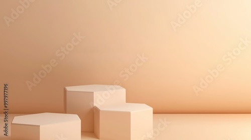 Minimalist Hexagonal Podium on Soft Background