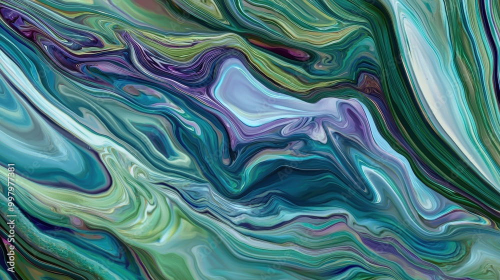 Multicolored Marble with Flowing Patterns in Green Shades Multicolored Marble with Flowing Patterns in Green Shades