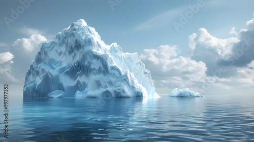 A huge iceberg or glacier in Arctic or Antarctic waters. AI generated art