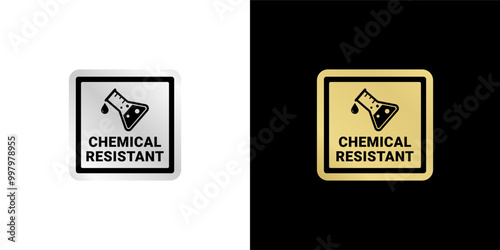 Chemical resistant label or Chemical resistant logo Vector Isolated. Best Chemical resistant label for product packaging design element. Best Chemical resistant logo for packaging design element.