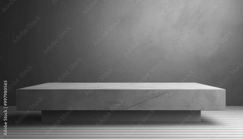 Studio with podium for product presentation. Empty floor and white wall with stand. 3D room with gradient background. Countertop with concrete or marble texture
Studio with podium for product presentation. Empty floor and white wall with stand. 3D room with gradient background. Countertop with concrete or marble texture