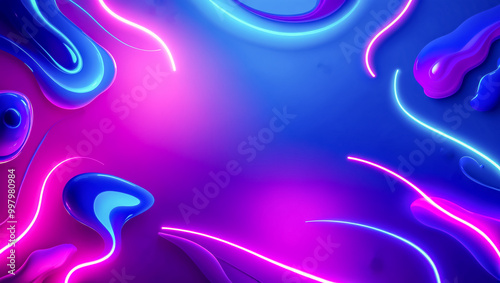 Abstract blue and purple glowing background for web design.