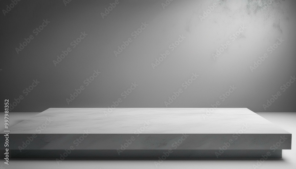 Studio with podium for product presentation. Empty floor and white wall with stand. 3D room with gradient background. Countertop with concrete or marble texture
Studio with podium for product presentation. Empty floor and white wall with stand. 3D room with gradient background. Countertop with concrete or marble texture
