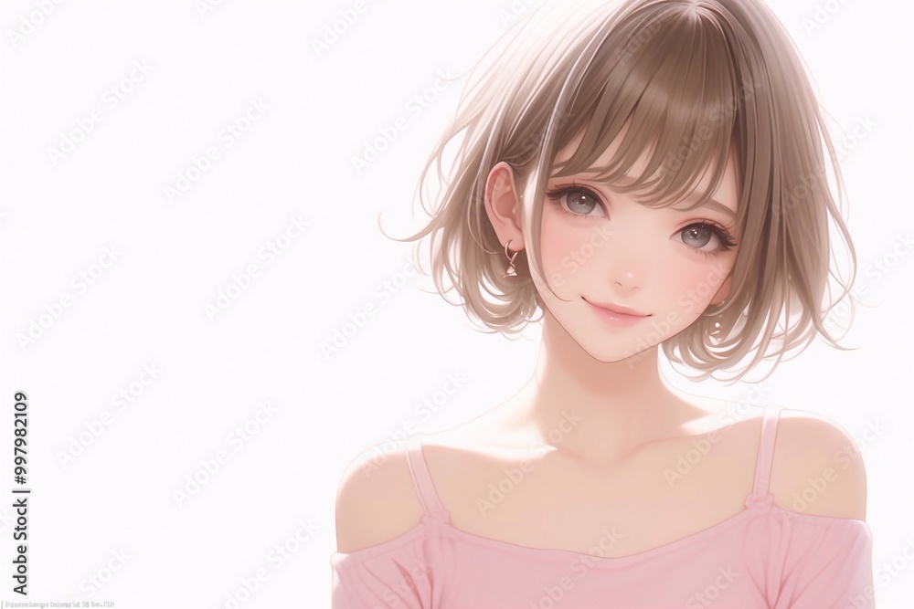 beautiful attractive kawaii japanese woman with curly short hair in micro mini skirt outfit, active fashion model posing. Anime, manga style illustration. beautiful attractive kawaii japanese woman with curly short hair in micro mini skirt outfit, active fashion model posing. Anime, manga style illustration.