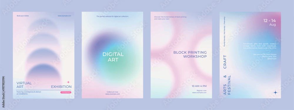 Art and design gradient poster template vector set. Set of in various designs. Poster gradient design vector set. Aesthetic pastel holographic poster design set. Pastel holographic gradient poster Art and design gradient poster template vector set. Set of in various designs. Poster gradient design vector set. Aesthetic pastel holographic poster design set. Pastel holographic gradient poster