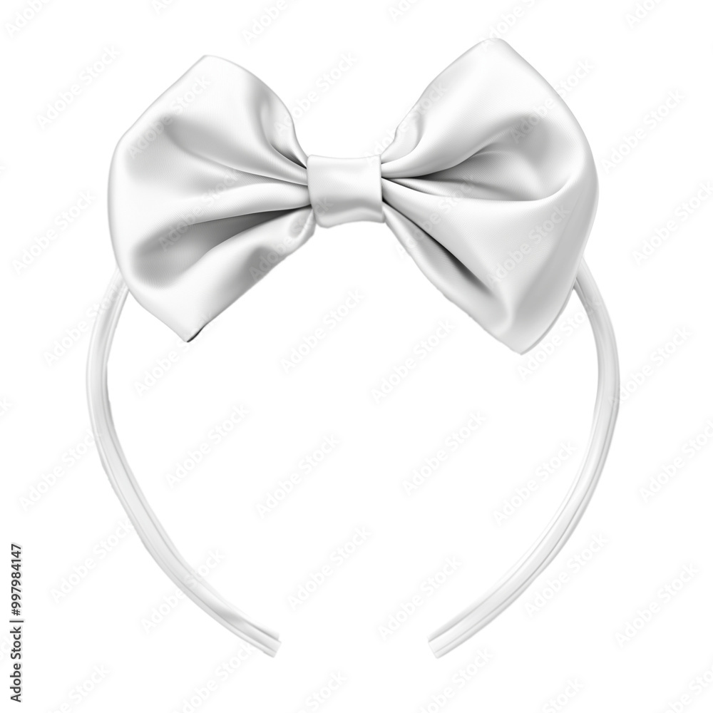 Naklejka premium White bow hair band, transparent background