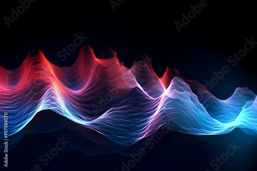 Abstract waveforms in vibrant colors representing sound or data visualization.