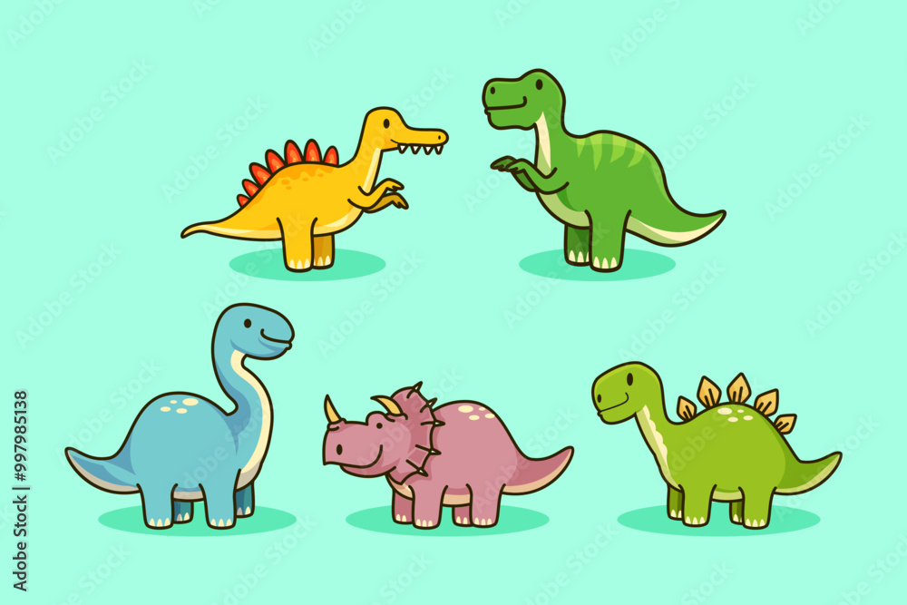 Set Of Cute Dinosaur Illustration