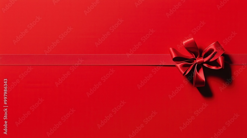 Elegant red gift ribbon bow on a vibrant background Elegant red gift ribbon bow on a vibrant background