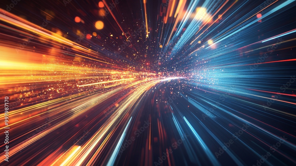Abstract streaks of light against a dark background depict high-speed motion, symbolizing futuristic digital technology. Suitable for banner designs. Abstract streaks of light against a dark background depict high-speed motion, symbolizing futuristic digital technology. Suitable for banner designs.