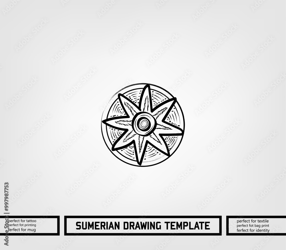 Sumerian decorative vector illustration. traditional ethnic ornament Sumerian decorative vector illustration. traditional ethnic ornament
