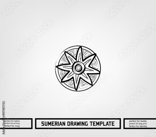 Sumerian decorative vector illustration. traditional ethnic ornament