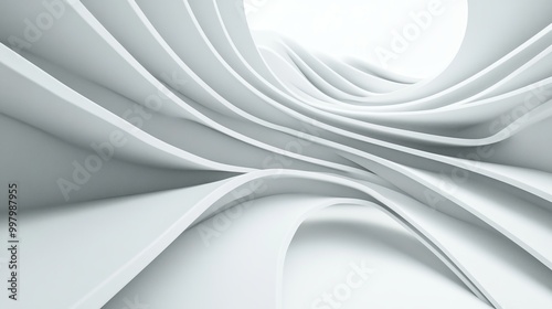 Abstract, white curved lines form a geometric background in this 3D rendering.