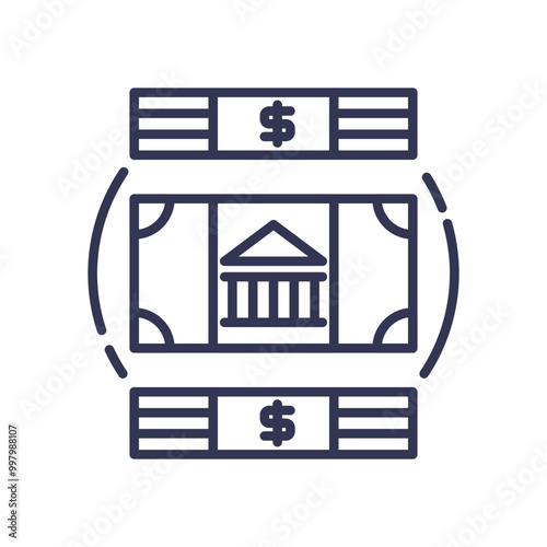 Illustration of money supply concept with banknotes and dollar symbols, representing financial circulation.