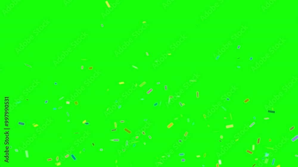 4K Colorful Confetti Blast on Green Screen